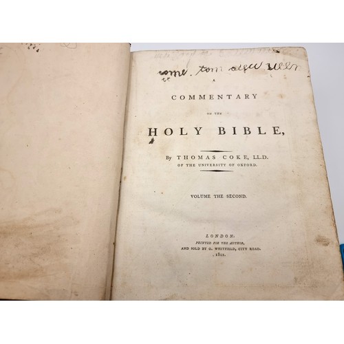 845 - A commentary on the Holy Bible, By Thomas Coke from 1801. With an 1803 inscription on the first page... 