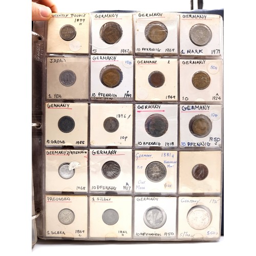 848 - A large vintage Full coin album of 20 sheets of full coins, from Multiple countries including, Hong ... 