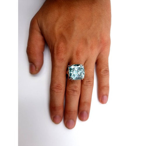 859 - Star Lot : An amazing huge 17cts Ocean blue Moissanite ring, The is a stunning ring with an Amazing ... 