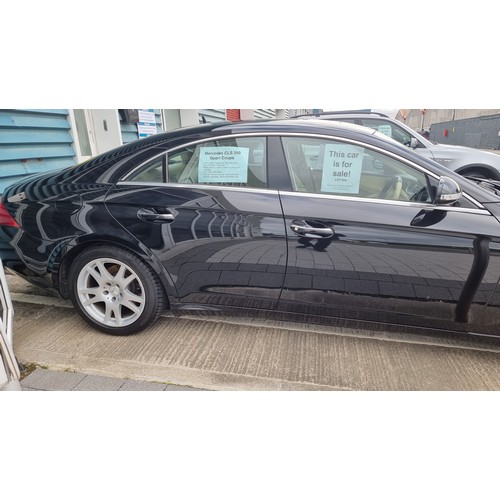 654 - Star Lot : A Motor Car. A Mercedes CLS350 Sports Coupe petrol. 2007 model. 3.5L Automatic. Black wit... 