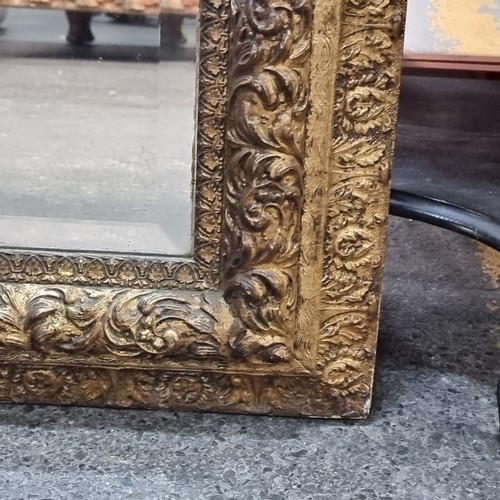 570 - Star lot : A gorgeous heavy original antique Georgian bevelled mirror housed in a highly ornamental ... 