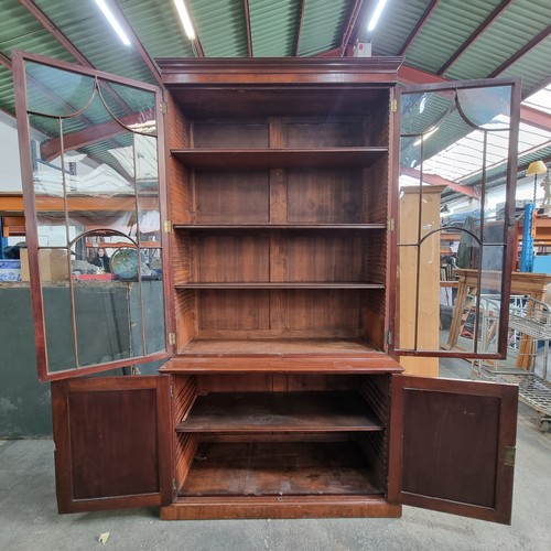 660 - Star Lot A beautiful antique 19th (circa 1840)  century Irish mahogany Glazed bookcase with two cupb... 