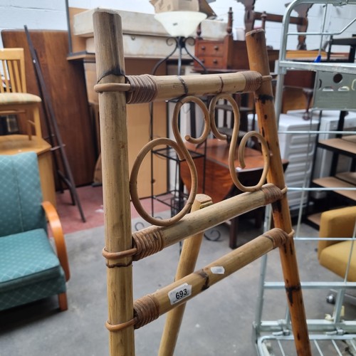 693 - Star Lot :A highly unusual full size antique easel. Hand constructed from bamboo with cane binding. ... 