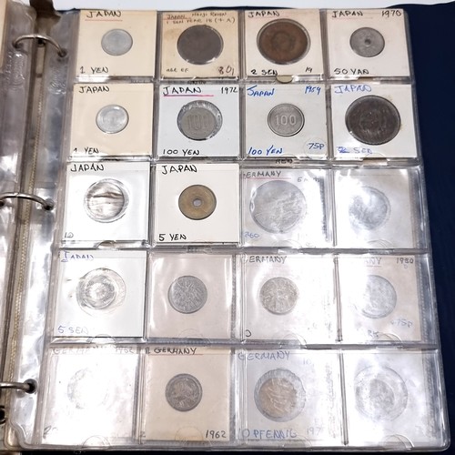 848 - A large vintage Full coin album of 20 sheets of full coins, from Multiple countries including, Hong ... 