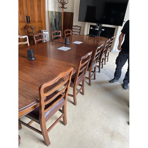 544 - Star lot : A full set of 12 Victorian leather, ladder back chairs, that were used with the boardroom... 