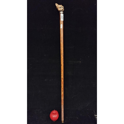 227 - A very dapper walking stick, with brass tip and pommel in the form of a carved elephant head.