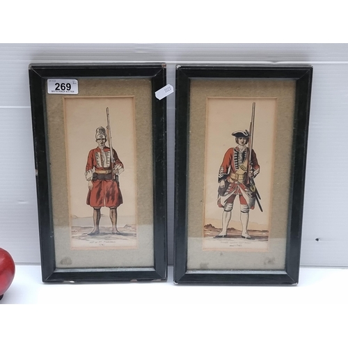 269 - Two antique chromolithographs showing British Soldiers uniform one reading 