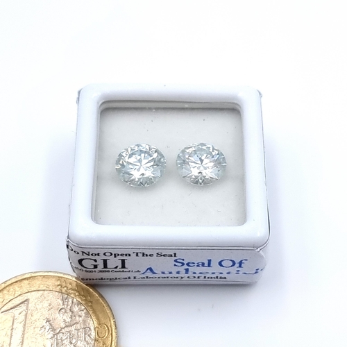 5 - Two brilliant cut round Moissanite stones, of 3.35 carats. These stones have much qualities similar ... 
