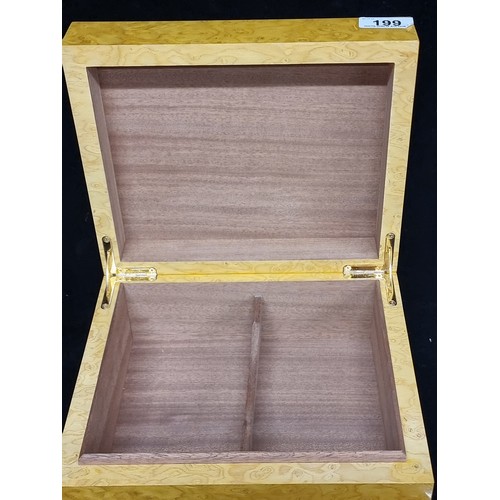 199 - Star lot: A super Mannings Humidor, In golden burr walnut case with a cedar interior.