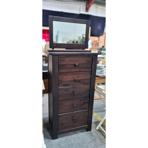 596 - A stylish contemporary Tallboy cabinet with matching hinged vanity mirror to top (removable). A hand... 