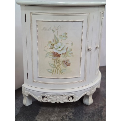 377 - A gorgeous demilune bedroom unit with two doors featuring hand painted floral motif in light shades ... 