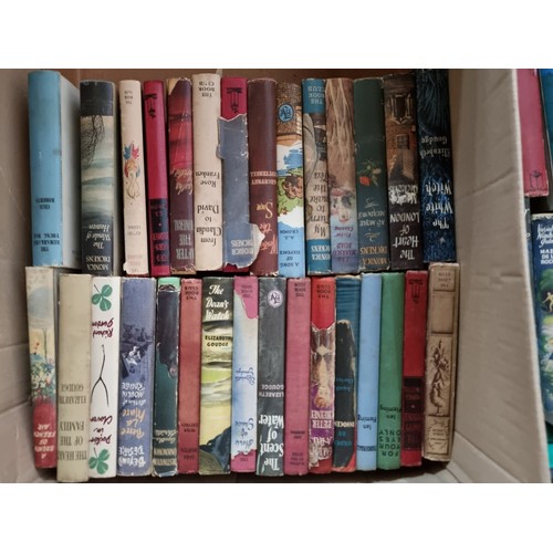 714 - A collection of five boxes filled with books, including vintage hardcover books such as 