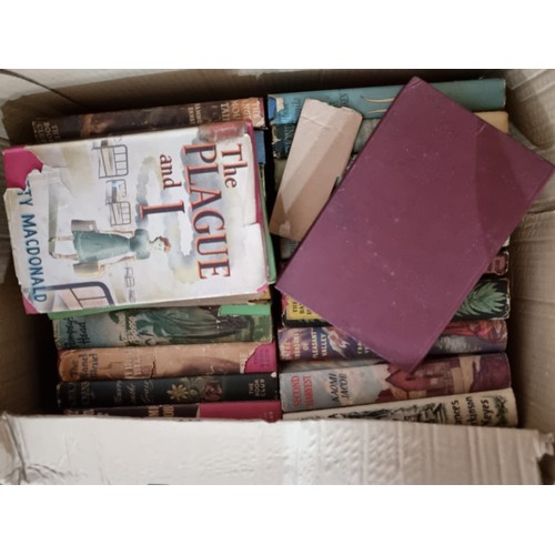 714 - A collection of five boxes filled with books, including vintage hardcover books such as 