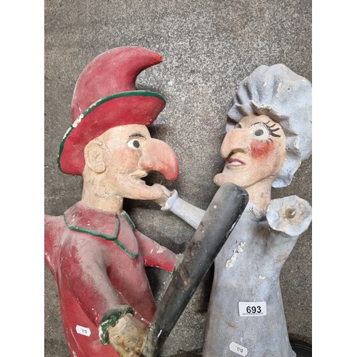 693 - Star lot : A large genuine 1950s  Punch and Judy mechanical puppet set, plug in to watch the show!
M... 