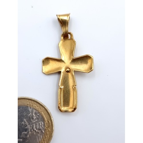 535 - A fine example of a charming antique  18ct Gold crucifix pendant cross. Weight of cross: 4.15 grams.