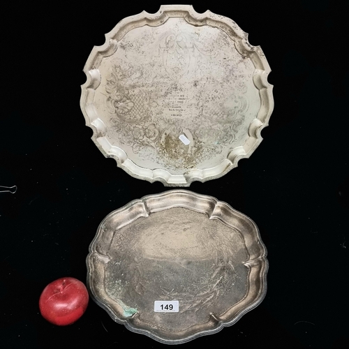 149 - Irish Music Interest : Two vintage silver-plated dishes. Including one example dating to the 14th / ... 