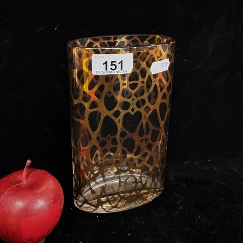 151 - A Caixa Catalunya Barcelona Gold Leaf Design Glass Vase. The vase is 6