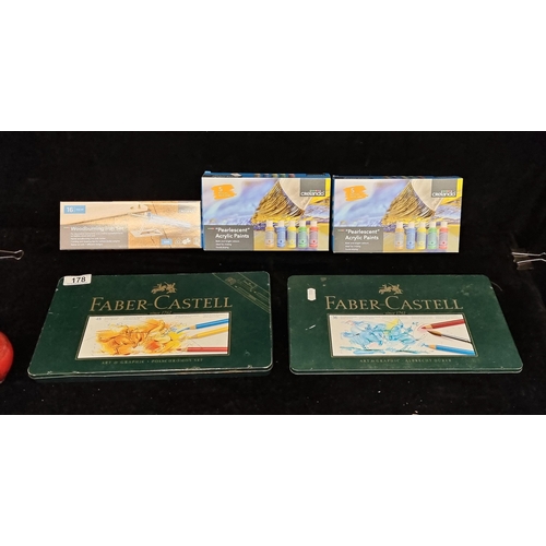 178 - A selection of five Arts supplies including a set of 36 Watercolour pencils by Faber-Castell and a n... 