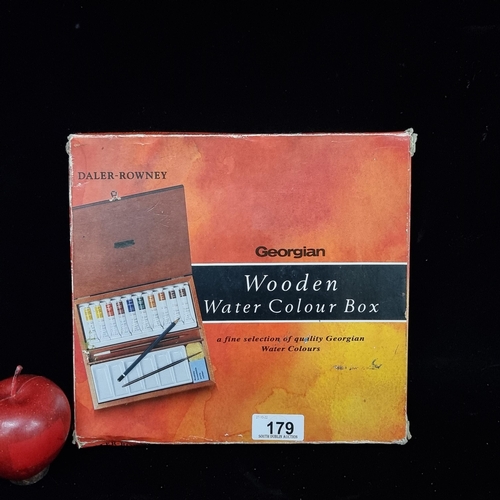 179 - A very handsome Wooden watercolour box with a selection of ten 10 Georgian watercolours by Daler-Row... 