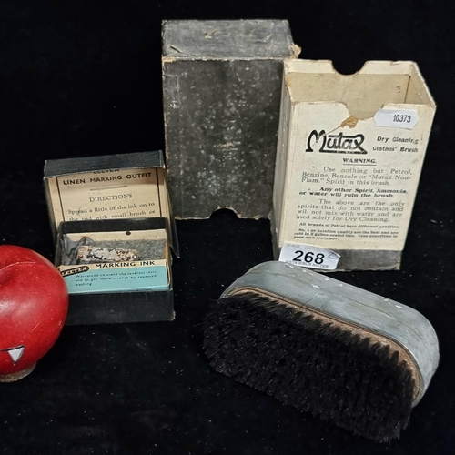 268 - A vintage Mutax dry cleaning clothes brush (Patent 176263) for the use with petrol to clean upholste... 
