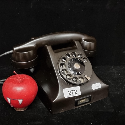 272 - A vintage bakelite rotary telephone made by Ericsson LM. Serial No: DBH16163. Made in Sweden.