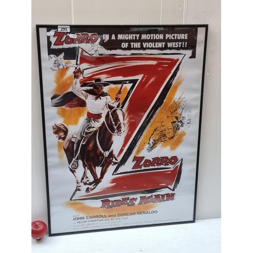 295 - A large fantastic high quality print of the movie poster for Zorro Rides Again (1937).