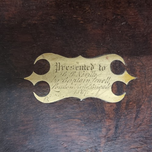 130 - A very attractive Victorian rosewood, brass bound writing slope. The box opens to reveal an attracti... 