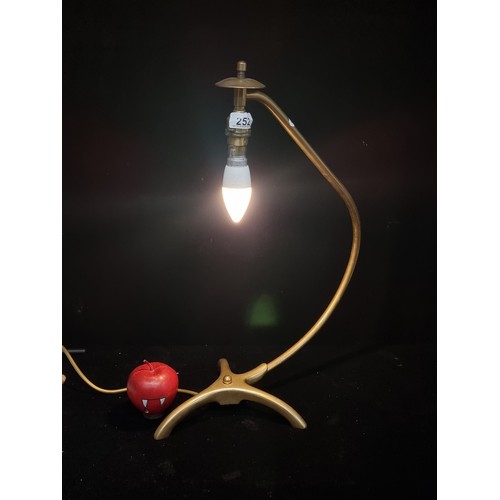 252 - A very cool vintage 1970s brass desk lamp with a curved stem and bird claw base.