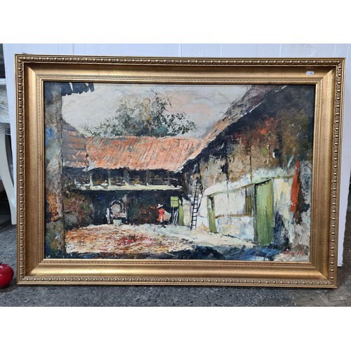 288 - A brilliant large original oil on canvas painting by Willem Haenraets featuring a highly textural ru... 