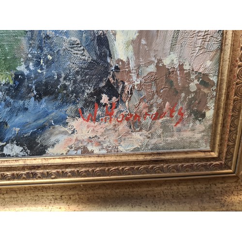 288 - A brilliant large original oil on canvas painting by Willem Haenraets featuring a highly textural ru... 