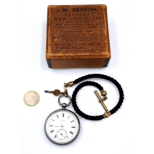 10 - Star Lot : A fine example of an antique 1886 sterling silver pocket watch by the acclaimed watch mak...