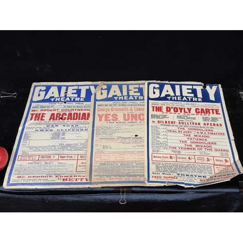 105 - Three super original advertising posters for plays at the Gaiety Theatre, comprising of  