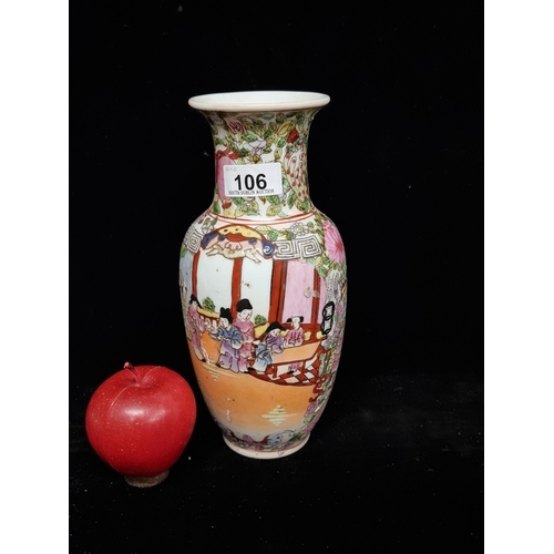 106 - A very elegant Chinese famille rose baluster vase. This piece is beautifully decorated in pretty sha... 