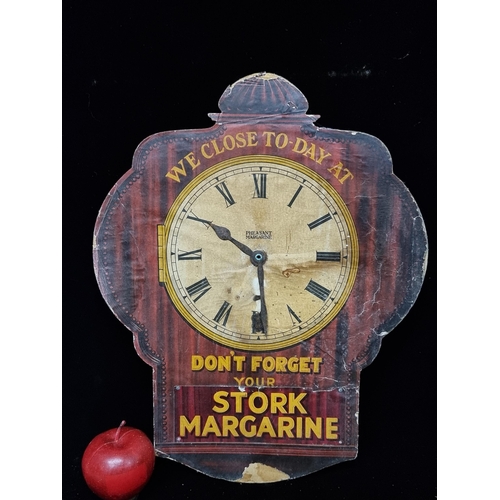 127 - An absolutely fabulous vintage shop display sign for Stork Margarine. In the form of a clock, crafte... 