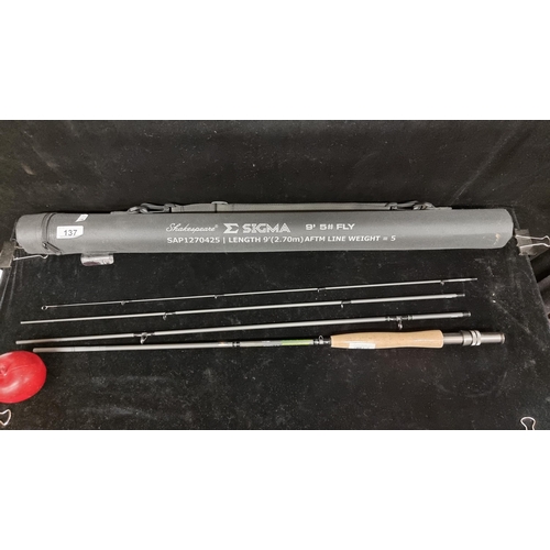 137 - A Shakespeare SIGMA fly fishing 9ft rod. Designed in a super lightweight and slimline Titanium oxide... 