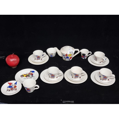 213 - 21 pieces of a Noddy children's tea set including many recognisable characters such as Big Ears. Wit... 