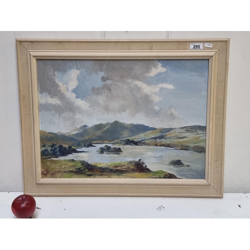 295 - Star Lot: A lovely large original oil on canvas painting titled "McGillycuddy Reeks, Kilarney" by th...
