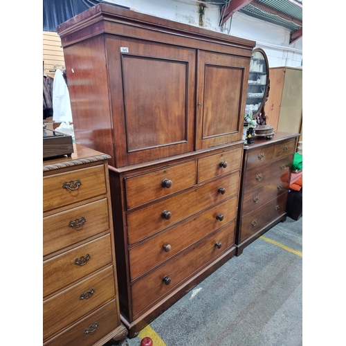 545 - Star lot : A gorgeous Victorian mahogany chest of five drawers with a bespoke linen  cupboard storag... 