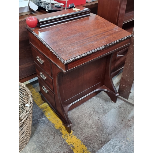 572 - A Davenport writing desk with plenty of storage to top, two drawers and three faux drawers all with ... 