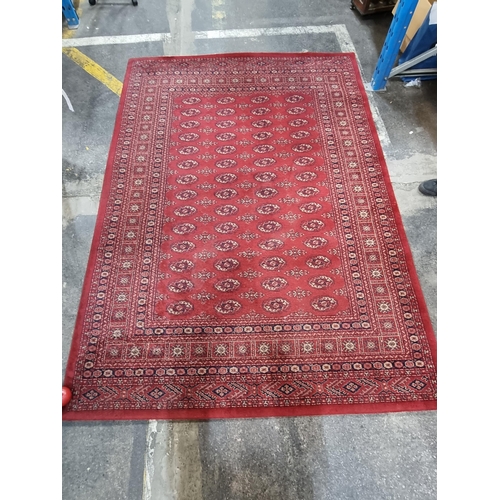 619 - Star lot : A Lovely large handmade rug of Turkish origin. L230cm x W160cm. In shades of deep red and... 