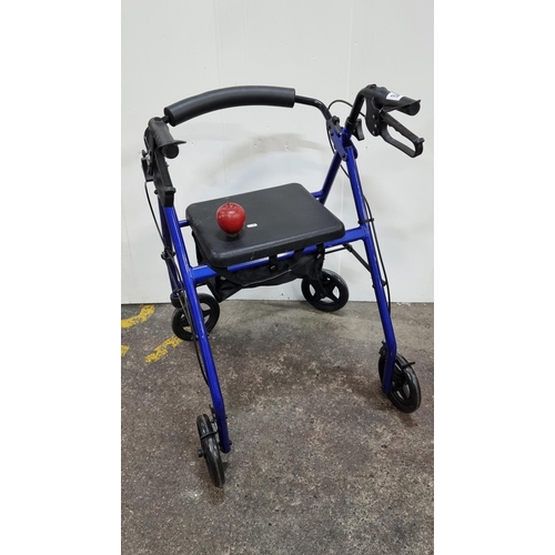 627 - A Drive HSE PCCC mobility walker with handbrake and cushioned seat, in a smart blue finish.