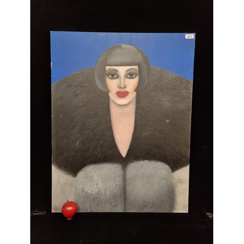 71 - A large bold and beautiful large original oil on canvas painting of a femme fatale figure with pierc... 