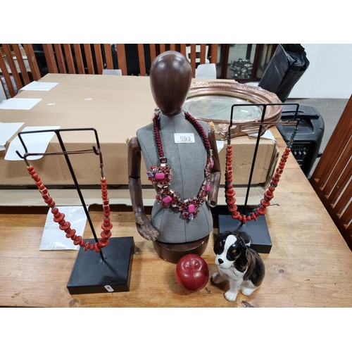 693 - A selection of lovely items including a high-quality mannequin jewellery display bust (SD), three he... 