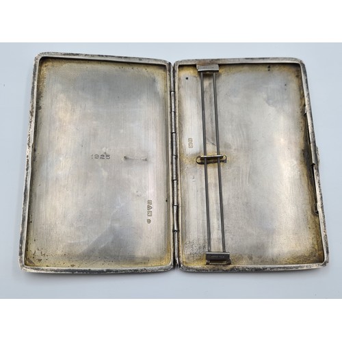9 - An extremely nice example of a very heavy gauge sterling silver antique cigarette case, featuring an... 