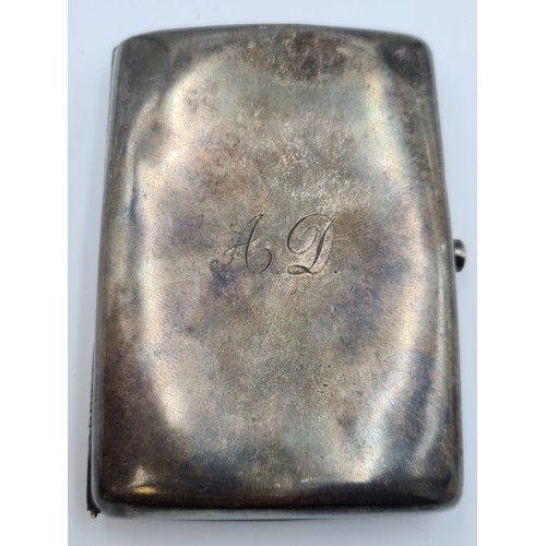 11 - A sterling silver antique cigarette/card case, featuring a Gilt interior. Hallmarked Birmingham, cir... 