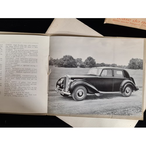 128 - Three vintage owner manuals/catalogues for classic Rolls-Royce and Bentley cars. Filled with lovely ... 