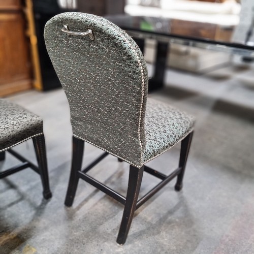 136 - Star lot : Eight Fabulous designer Dining chairs.  8 chairs with ebonised wood legs and plush grey f... 