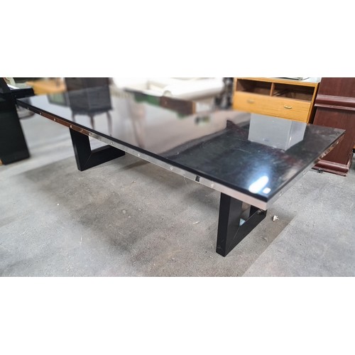 239 - Star Lot :  A fantastic large Italian dining table with a long polished laquered wood table with chr... 