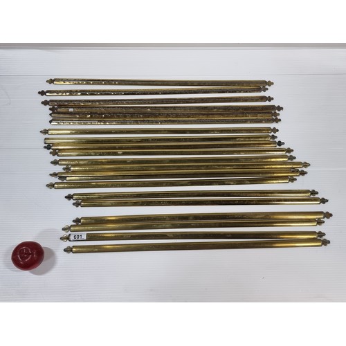 601 - A great selection of twenty-one  victorian very heavy brass stair rods. These are very good quality ... 