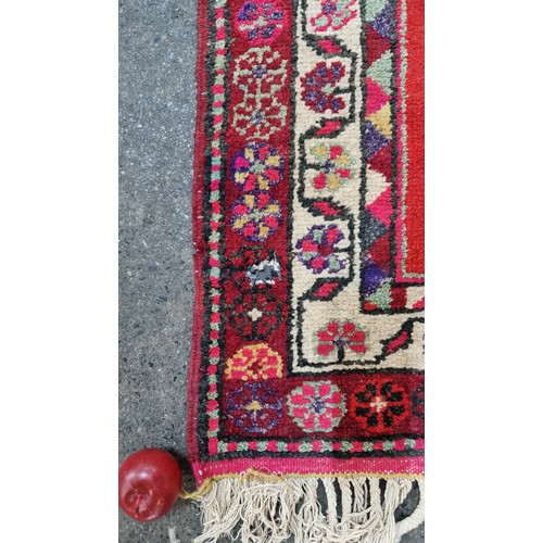 633 - Star lot : A beautiful vintage Kurdi hand knotted and hand finished wool hall runner. Lovely colours... 